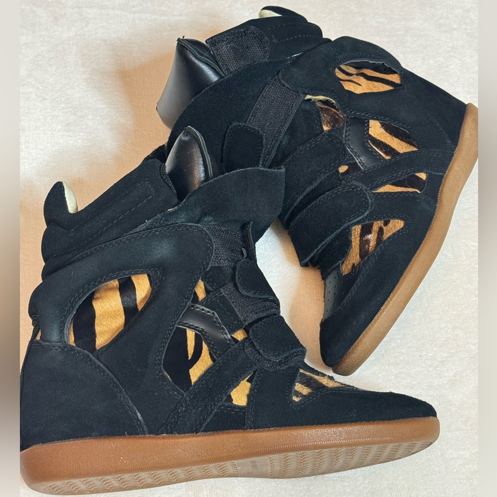 Isabel Marant Black and Brown Wedge Sneakers - Picture 6 of 7